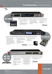 Tascam ad for Dante-enabled products