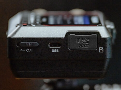 The SD card slot where SDXC media up to 512 GB can be inserted.