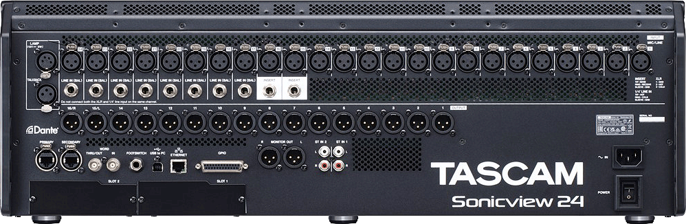 Tascam Sonicview – Rear panel